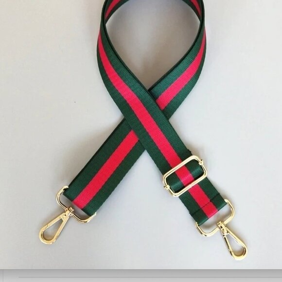 New Crossbody Shoulder Strap Replacement Green/Red Web NWT - Picture 2 of 6